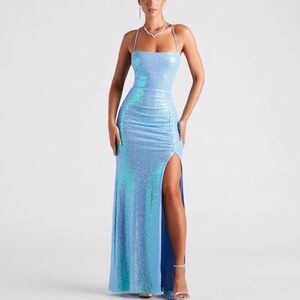 Formal Sequin Lace-Up Mermaid Dress